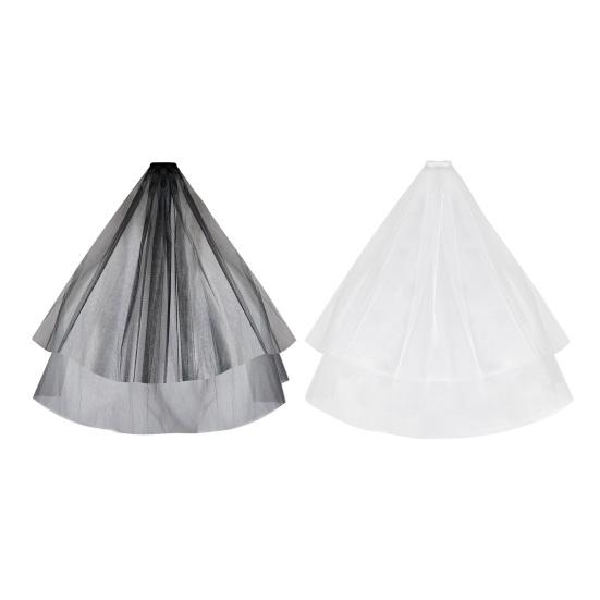 Bridal Veil Double Layer Solid Color Short Veil Party Outing Gathering Wedding Banquet Hair Accessory