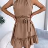 2026 Spring/Summer Women's Sleeveless Waist Cinched Ruffle A-Line Skirt S-XL