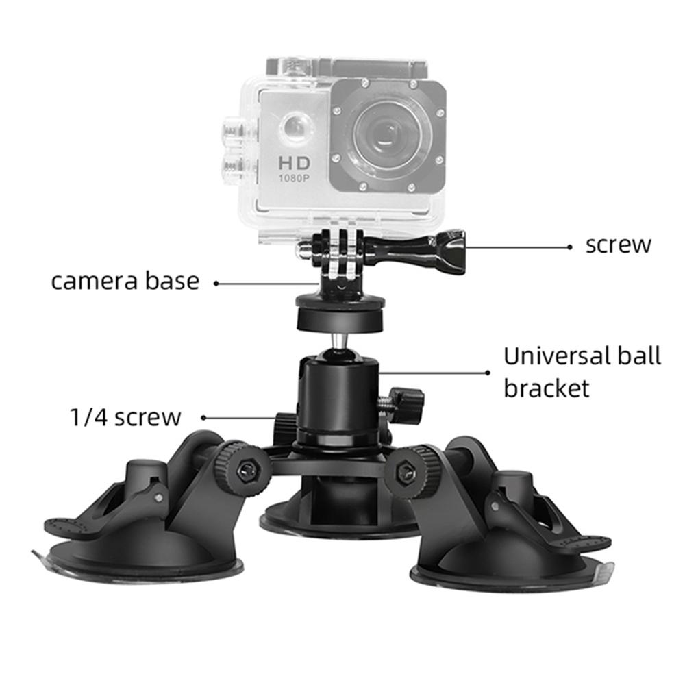 3-Cup Car Suction Cup Holder Strong Mount for GoPro Hero 13 12 11 10 9 8 Insta360 SJCAM AKASO DJI Osmo Action Camera Accessories