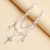 Gothic Cross Necklace Chain Simulation Pearl Beaded Layered Accessories