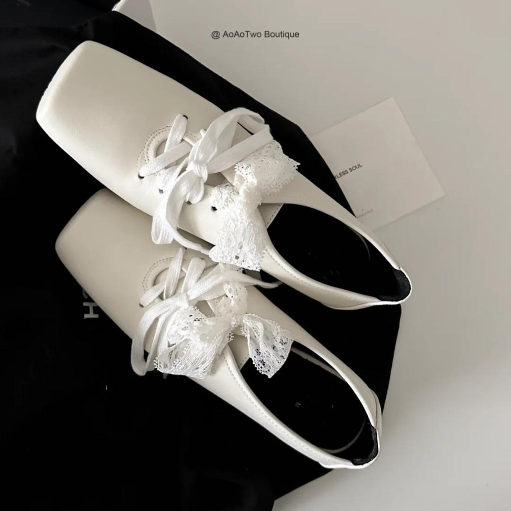 Sheepskin Version~ Genuine Leather French Mary Jane Small Leather Shoes Niche Square Head High-end Lace-up White Thick Heel Single Shoes Women