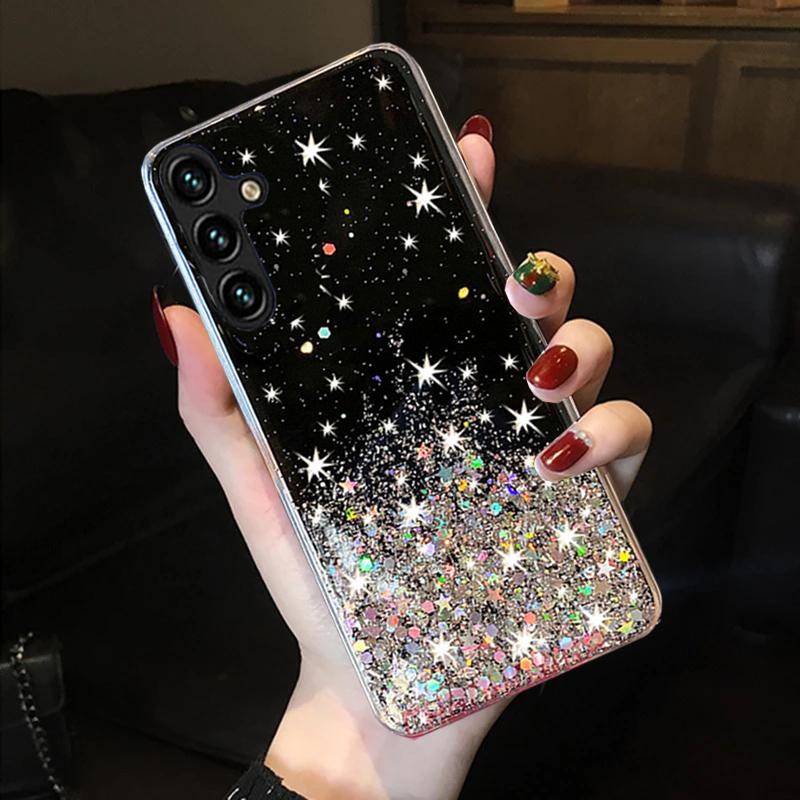 DeinDesign - Custodia In Silicone Trasparente Per Google Pixel 4a, Cover Antiscivolo Con Effetto Glitter/Marmo/Universo