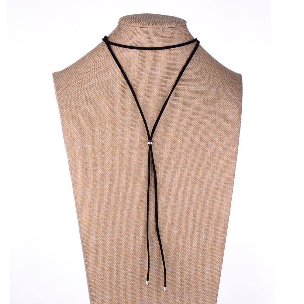 Trendy European & American Velvet Silver Circle Women's Necklace