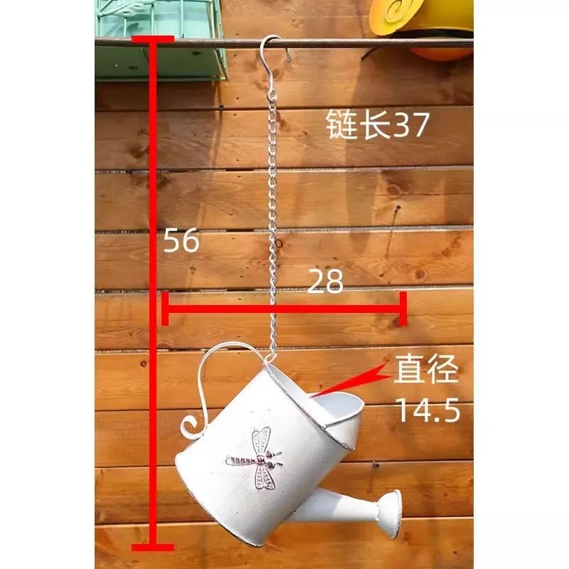Зеленая железная цепь, форма чайника для воды, подвесная корзина, цветочные горшки, предметы интерьера, сад, балкон, вазы, металлическое подвесное украшение