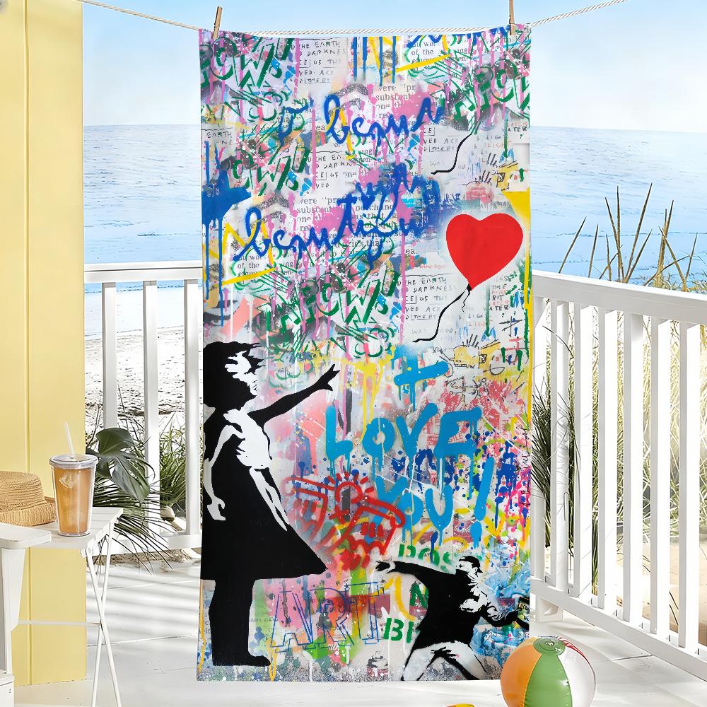 B-Banksy Graffiti Art Towel Soft Pool Gift For Travel Gym Shower Camping Quick Dry Sports Large Beach Towels