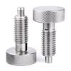 2Pcs Acciaio Inox Mano Retraibile Molla Stantuffi Con Zigrinato Manico