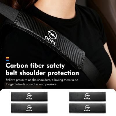 For Car Carbon Fiber Seat Belt Shoulder Cover Padding Seatbelt ProtectionAccessories ADAM ASTRA J K CORSA E INSIGNIA MOKKA