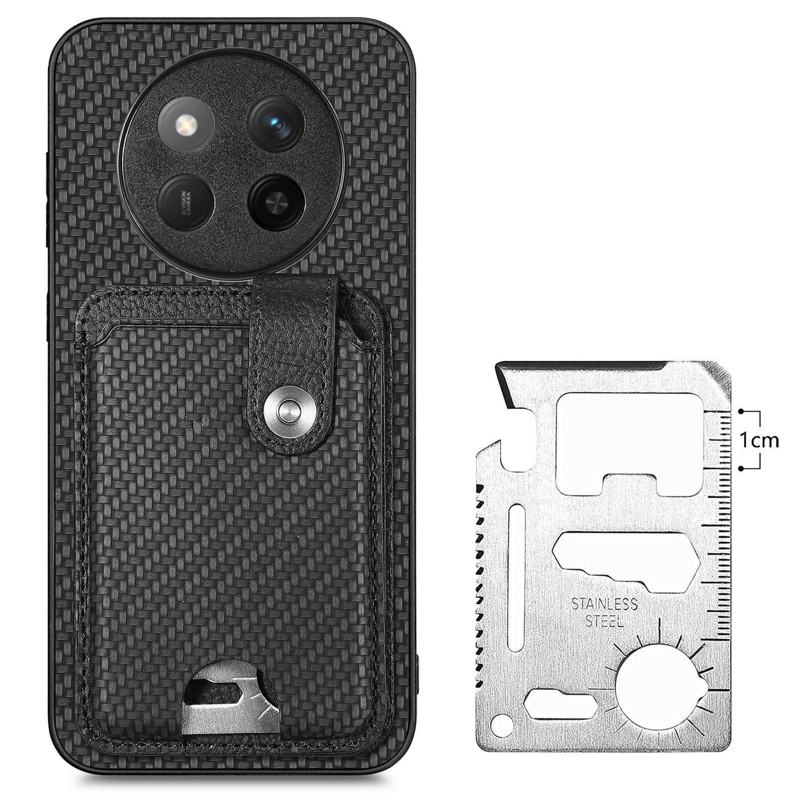 

For Honor X60 Pro 5G Case Card Slots Kickstand Phone Back Cover with Card Tool Black