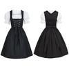 Elegant Black Oktoberfest Costume Featuring Unique Puff Sleeve Design For Womens Fashion