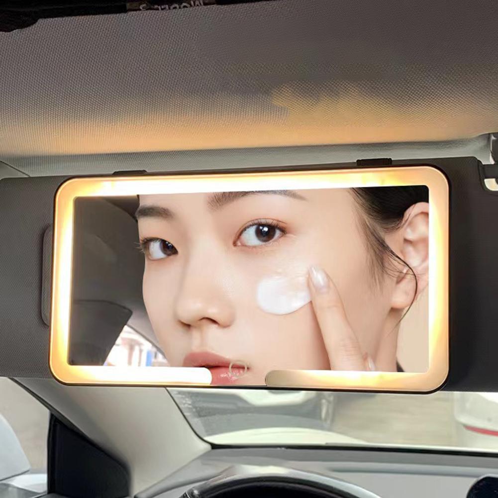 HD Mirror Car LEDMakeup Mirror Three Gear Adjustment Sun Visor Plate Interior RearMirror Dimmable Touchscreen Auto Vanity Mirror