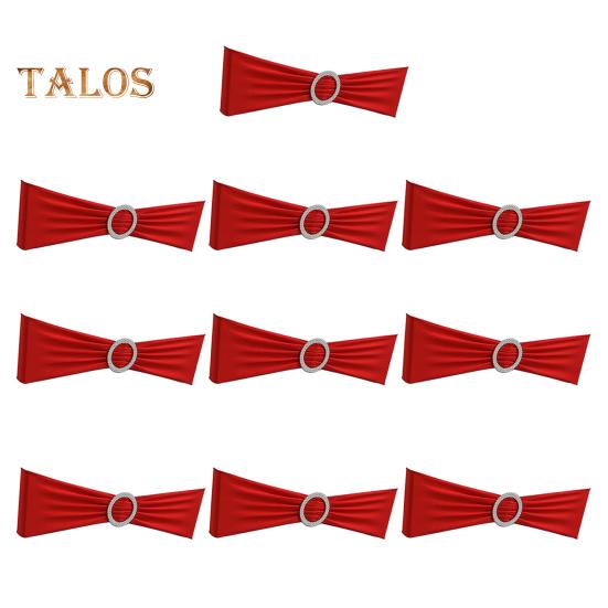 

10 шт. чехлов на спинки стульев, однотонные, с круглой пряжкой, эластичные многоразовые ремни безопасности для вечеринок, свадеб, торжеств, банкетных стульев, стульев для столовой в отеле красный