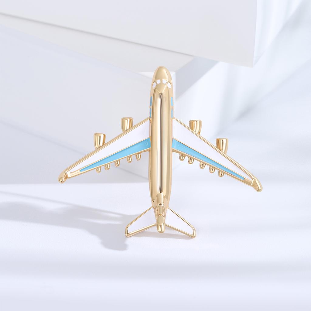 Stylish Rhinestone Aircraft Brooches for Women Enamel Transportation Pins Event Funny Luxury Gifts New Year Friends Decoration