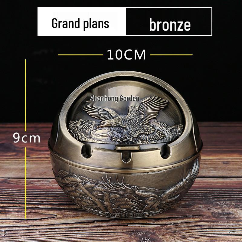 European Style Ashtray with Lid: Trendy, Drop-Proof, Anti-Fly Ash, Odor-Resistant, Luxury Living Room Decor.
