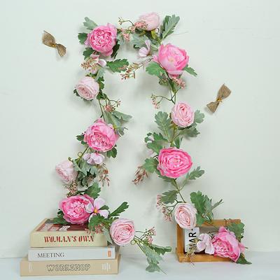 Guirlanda Pendurada na Parede de Videira de Flor de Simulação Casamento Rosa Decoração de Sala de Estar Doméstica Parede Casamento Simulação Rattan
