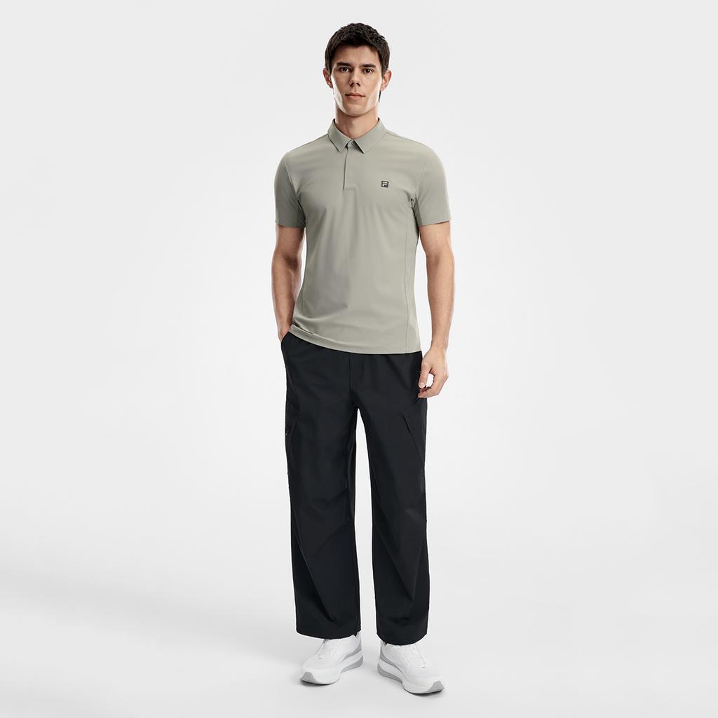FILA Fitness Series Simple Sports Training Casual Comfortable Moisture-Wicking Quick-Dry Short Sleeve Polo Shirt Men tops Gray Brown A51M621108FGY