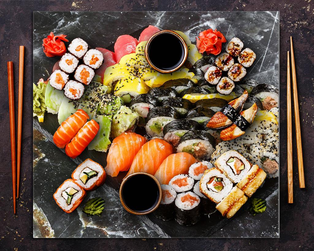 PANEL SZKLANY DO KUCHNI 65x60 Sushi