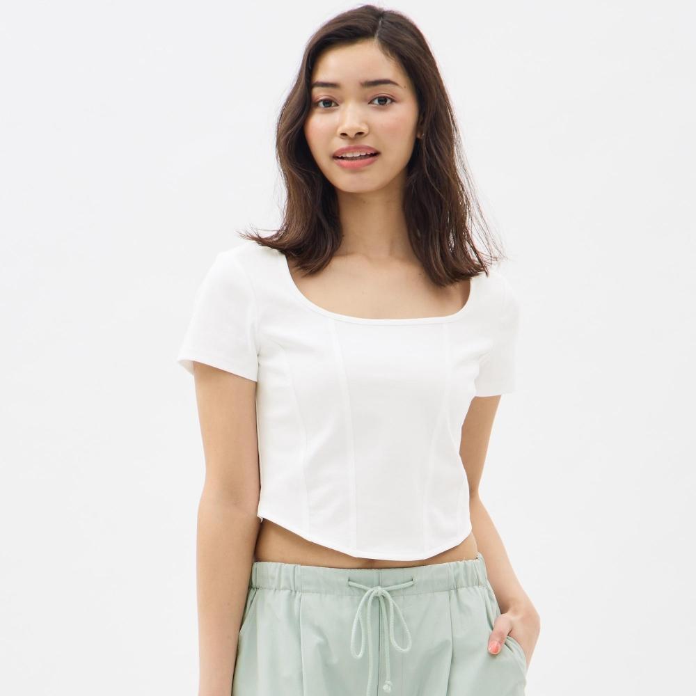 

Футболка с открытым воротом GU by Uniqlo 58 DARK GREEN/XS