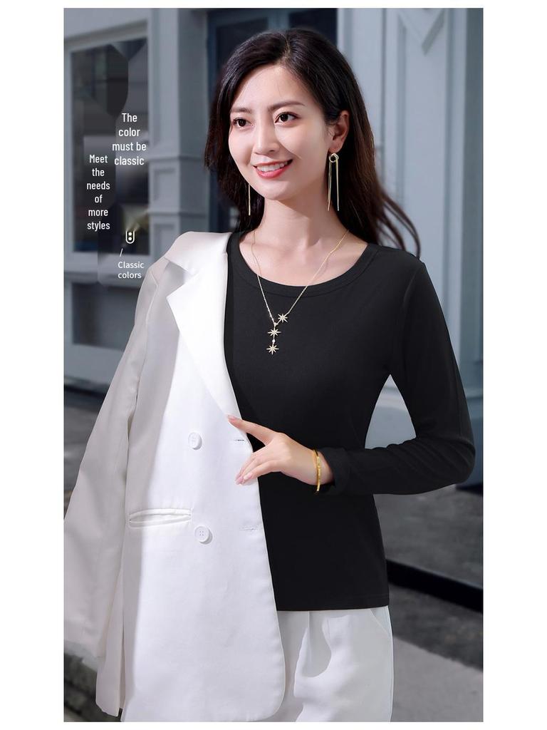 Autumn Korean Style Women's Slim-Fit Long Sleeve Round Neck T-shirt
