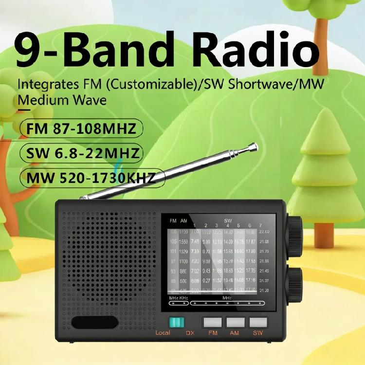 Elderly Friendly Portable Radio AM FM SW MW Bands Rechargeable Battery Radio Large Volumes Speaker Clear Sound