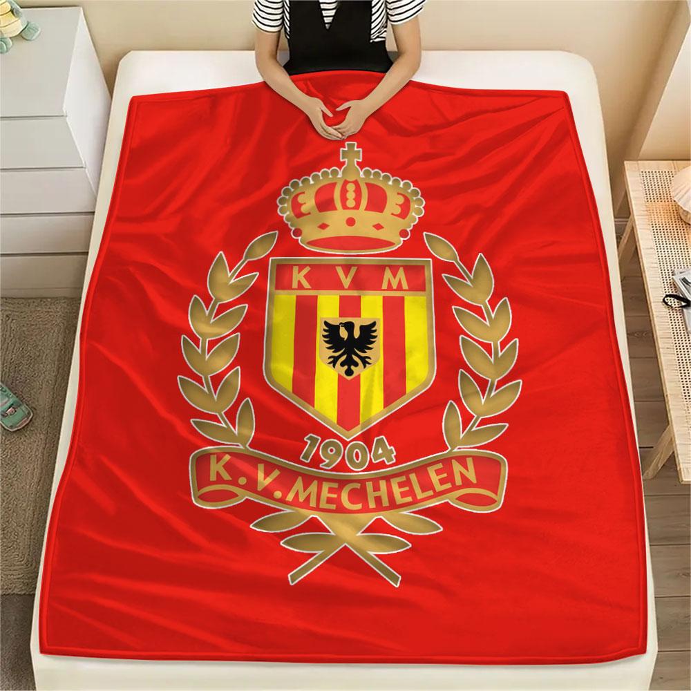 Coperta in Flanella Stampata KV Mechelen, morbida coperta per camera da letto e divano, lavabile, merchandising per tifosi di calcio, ottimo regalo.
