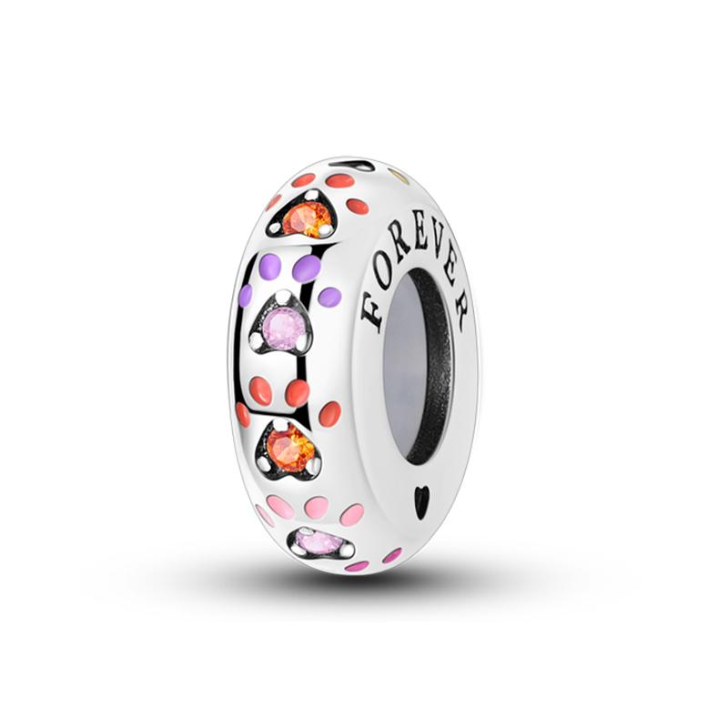 100% 925 Silver Rainbow Zircon Colorful Butterfly Dragon Shaped Silicone Stopper Charms Beads Fit DIY Bracelets Jewelry