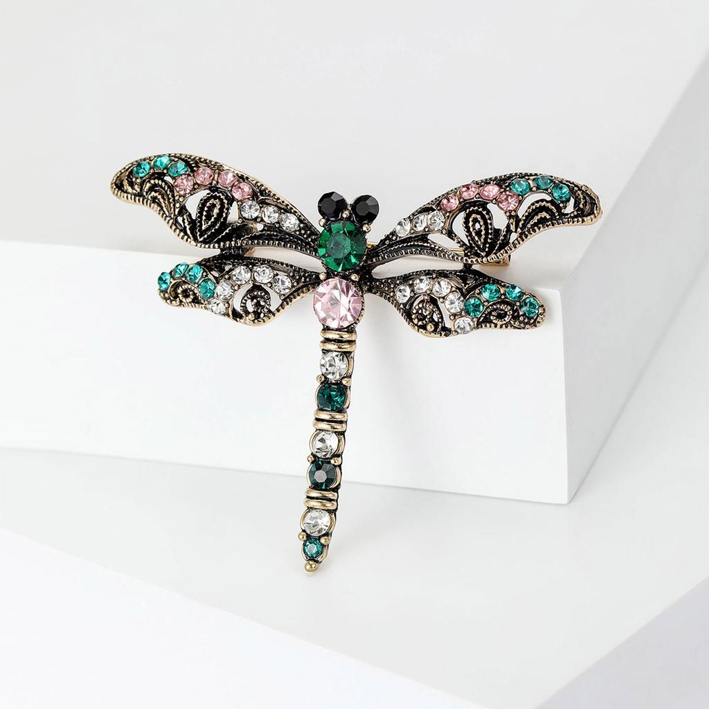 Fashionable Sophisticated Dragonflies Lapel Pin with Dripping Oil Designs Contrast Accessory for Party Supplies Costumes