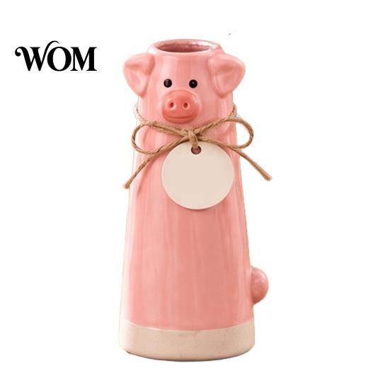 Small Bouquet Flower Vessel Resin Cute Animal Vase, Farmhouse Decorative Holder for Home Shaped Plant Pot Office Decor, Pig/Cow/Sheep/Chicken