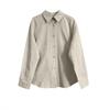 Vintage Solid Color Simple Versatile Loose Long Sleeve Shirt for Spring Autumn, Casual Loose Blouse for Women European American Crossbody Style