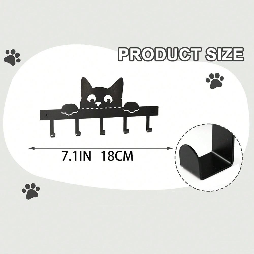 Metal Wall Mounted Key Holder with 5 Hooks Black Modern Design Entryway Living Room Storage TY-101076