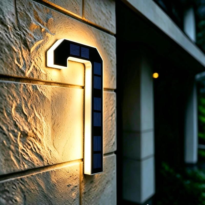 LED Solar House Number Light, Waterproof Light‑Sensor Address Plate for Home Entrance Yard Wall Fence Gate Outdoor Household Decoration