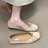 Flat Bottom Shallow Mouth Bow Single Shoes Women's 2025 New Evening Wind Ballet Shoes Grandma Shoes
