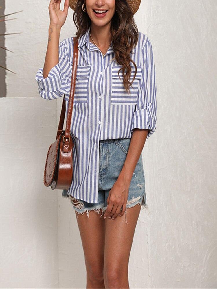 Elegant Women's summer blouses  striped casual woman tops women shirt blouse blusas blusa feminina long sleeve top female mujer