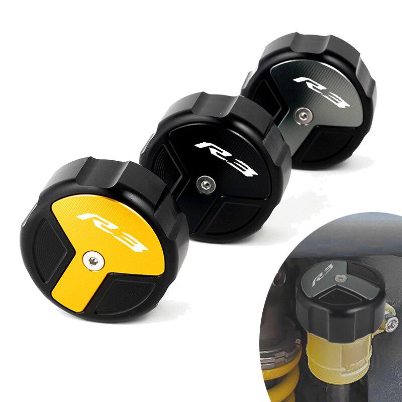 Logo:R3 Motocykl CNC hliníkový kryt nádržky zadní brzdové kapaliny pro YAMAHA YZF R3 YZFR3