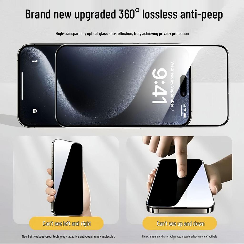Apple 15 Pro Max Tempered Privacy & Anti-Blue Light Screen Protector for iPhone Models 13, 14 Pro, 16 Plus, and 12/17.
