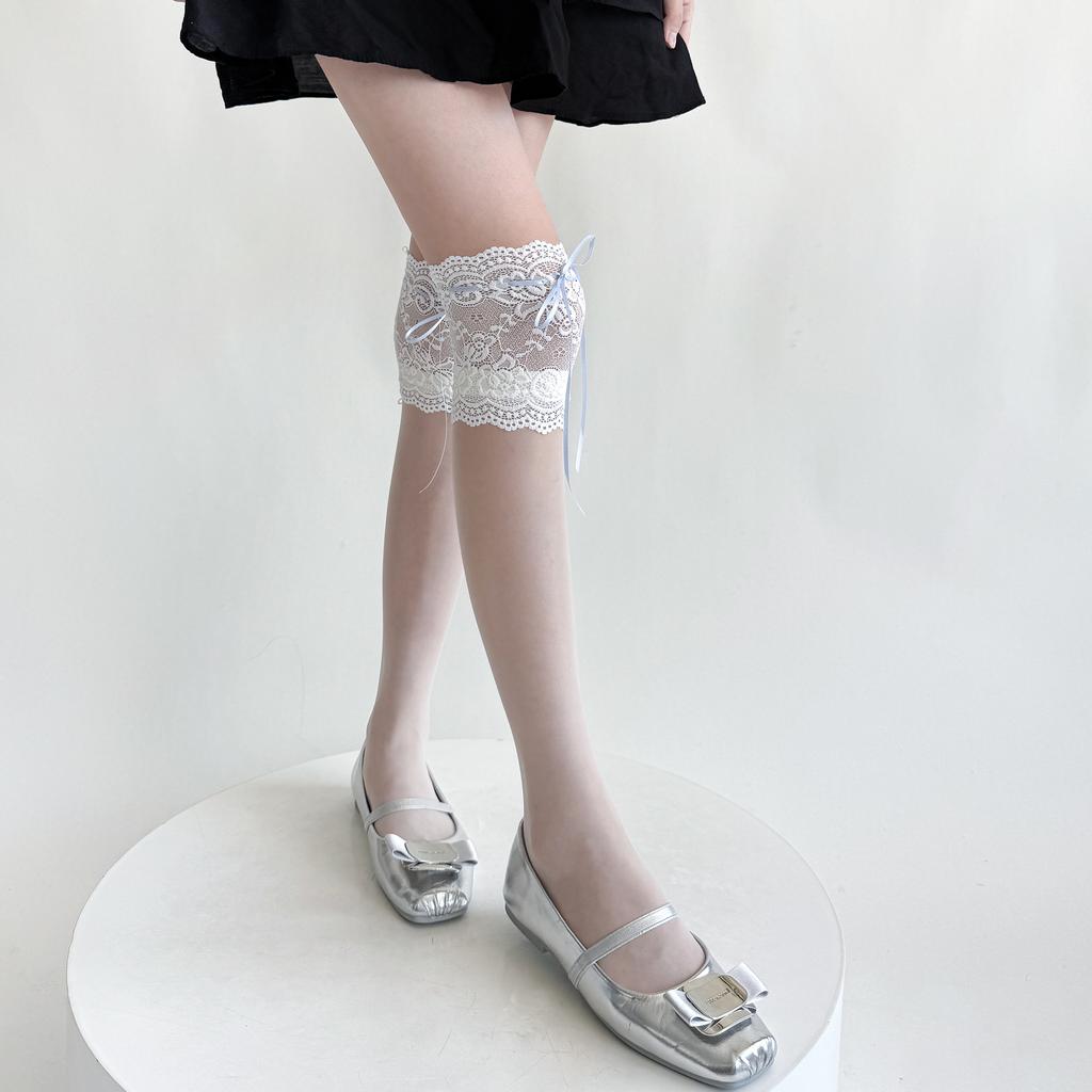 Heart Print Stockings Women Red Bow Knee High Socks Thigh High Stockings Sexy Lingerie Thigh High Socks Stocking Christmas Gifts