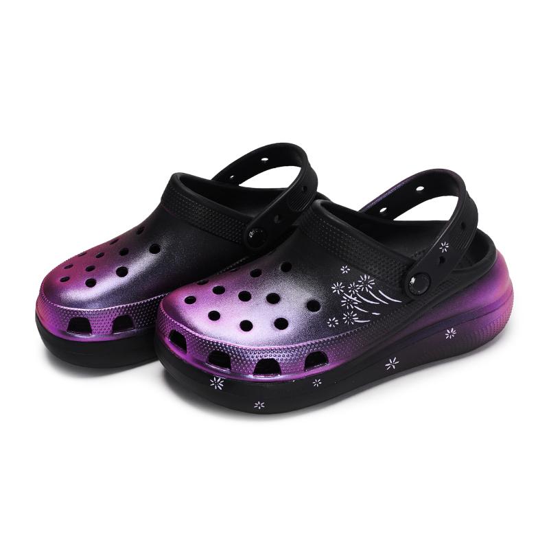 Crocs Classic clog 811 made Brilliant fireworks special shoe box stepping on feeling hole shoes for men and women black purple pink