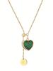Stainless Steel Emerald Diamond Heart Shape Titanium Steel Adjustable Necklace For Women,  Suitable For Daily Wear And Gifts