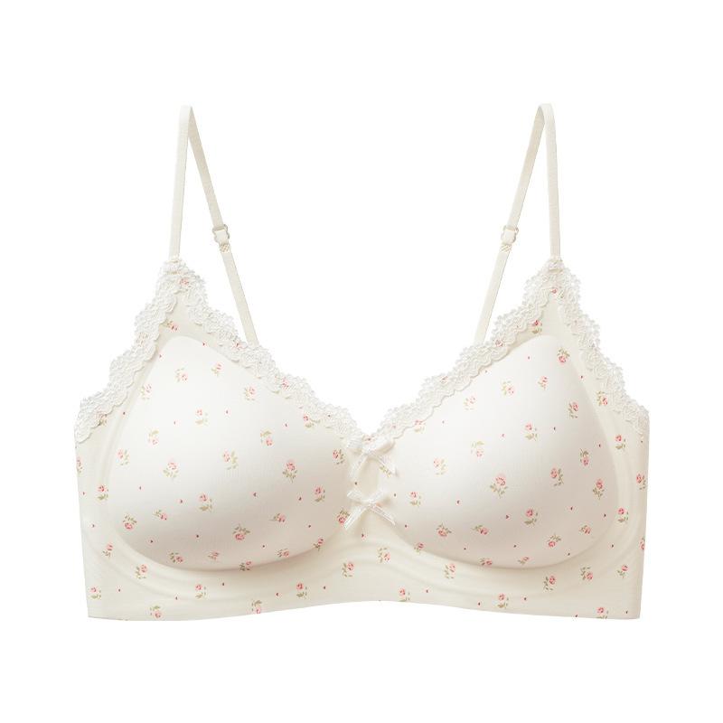 Traceless steel ring polka dot nude underwear women's soft support breathable collection of secondary breasts small chest gathering vest bra cover