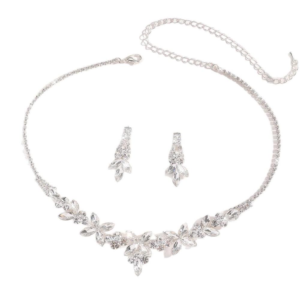 Elegant Crystal Necklace & Earrings Set for Weddings and Banquets