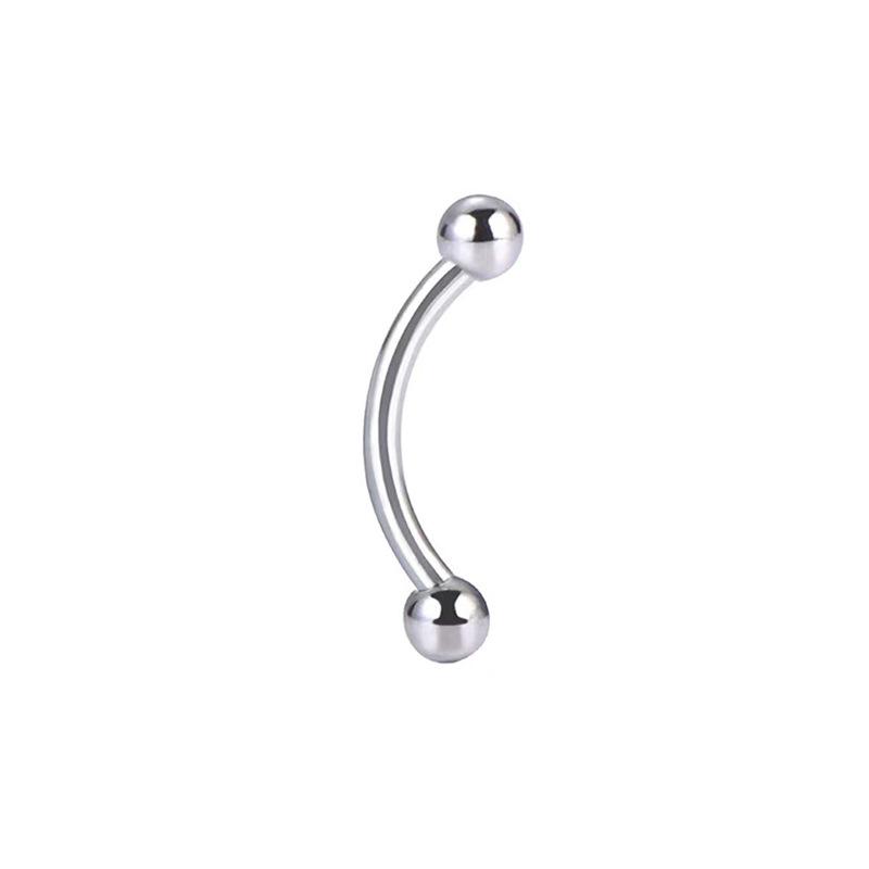 F136 Titanium Double-Headed Curved Barbell with Round Ball Studs - Versatile Piercing Jewelry for Tongue, Nipple, Eyebrow, Ear Cartilage.