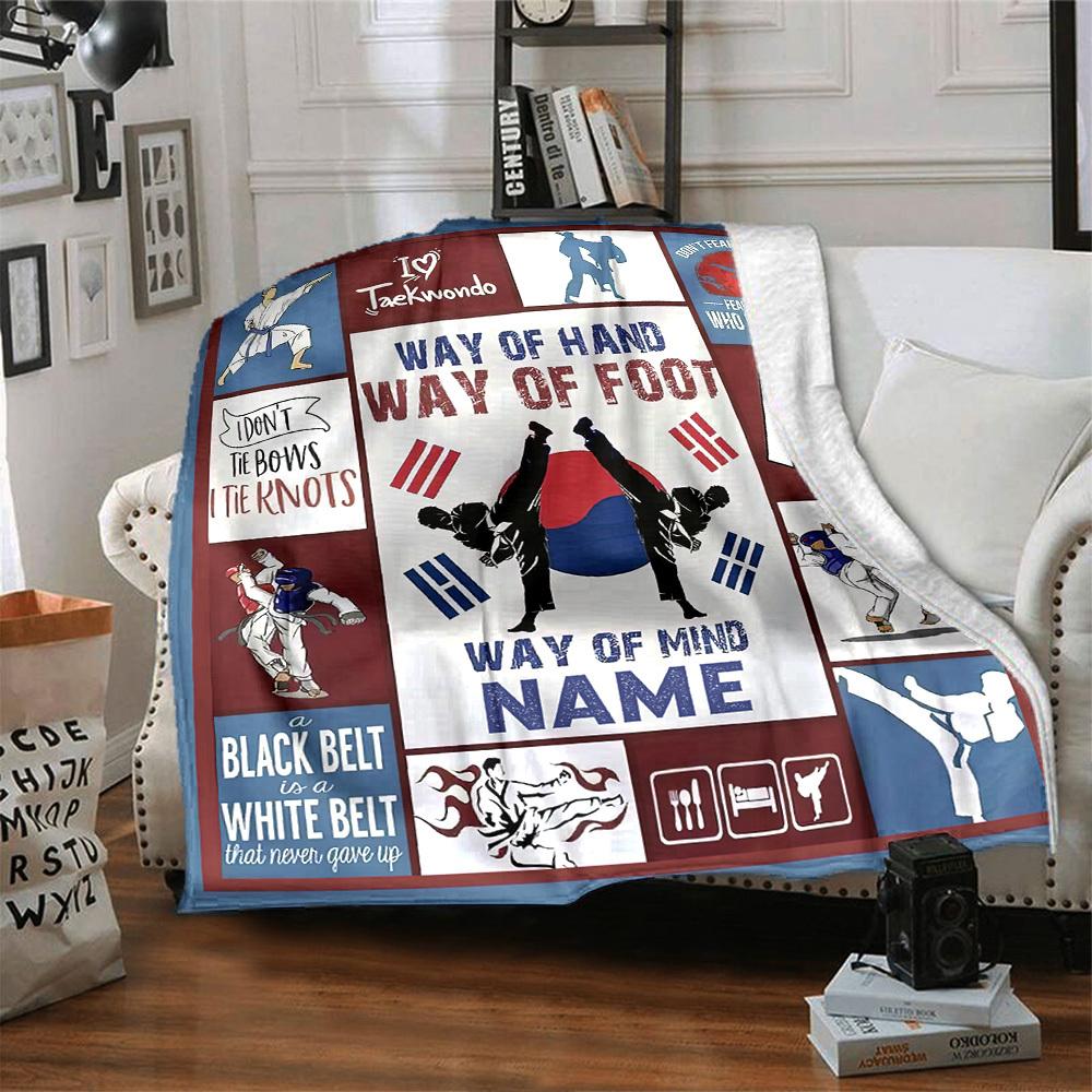 Taekwondo Home Customize Your Name Blankets Comfortable Soft Lightweight Allseason Multipurpose Blanket Picnic Sofa Office Bed Living Room Suitable