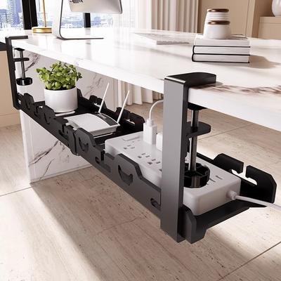 Étagère de Rangement Télescopique sous Table Plateau Métallique de Gestion des Câbles Organisateur de Fils pour Bureau à Domicile Accessoires de Rangement sans Perçage