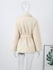 Women's Collar Tied Waistband Jacquard Thick Jacket Top