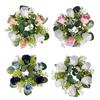 Realistic Rose Candle Wreath Table Centerpiece Floral Arrangement With Plastic and Silk Materials for Dining Decoration
