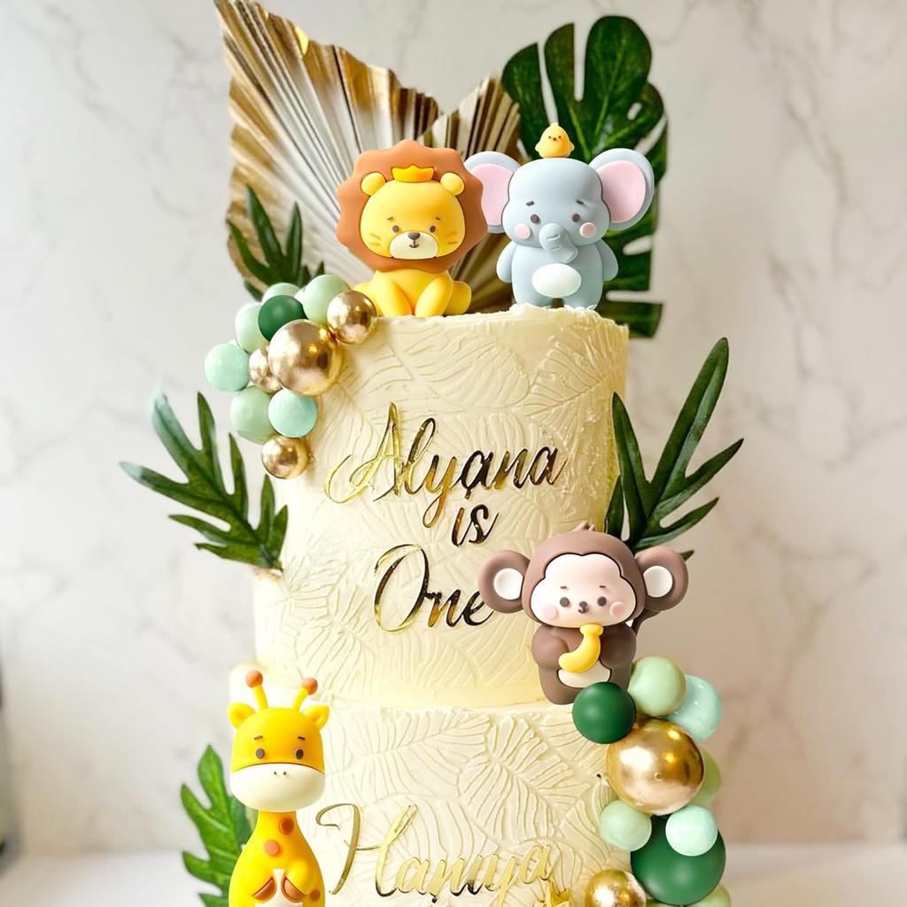 24 BUC Decor Tort Drăguț Baby Shower Jungle Animale Safari Decor Tort Girafă Maimuță Elefant Leu Topper Tort