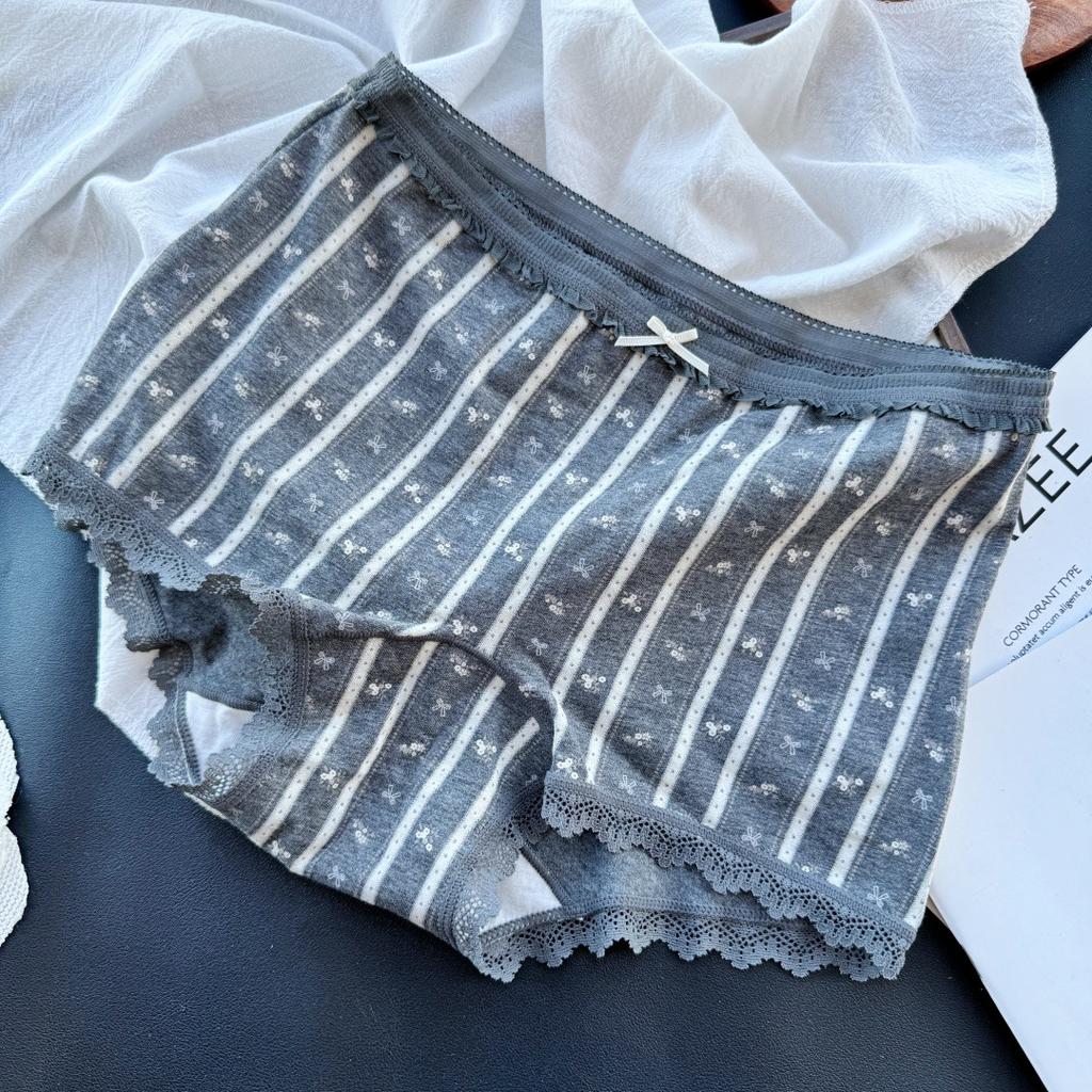 Women's Spring and Summer Polka Dot Striped Cute Cartoon Extended Crotch Briefs