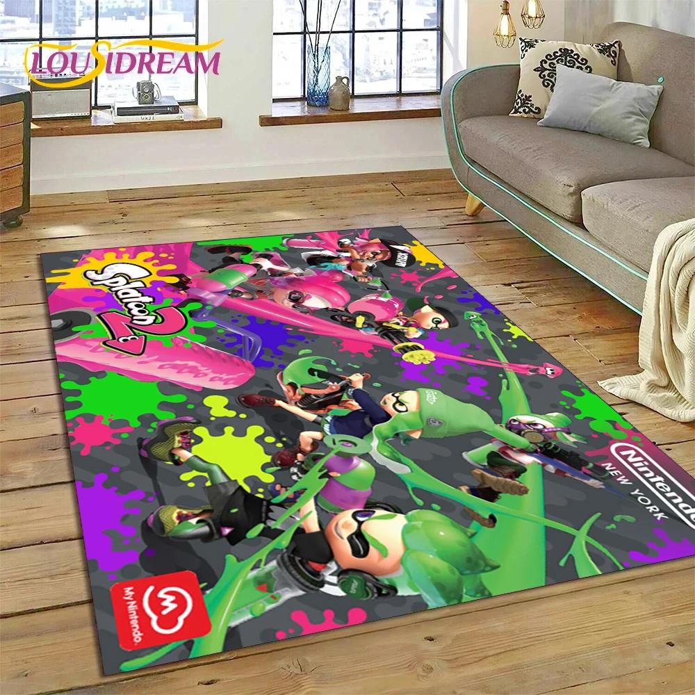 Splatoon3 PC hráč Kreslená hra Koberec do ložnice Obývací pokoj Dekorace domácí pohovky,Hra pro děti Velká dekorační rohož na podlahu Dárek