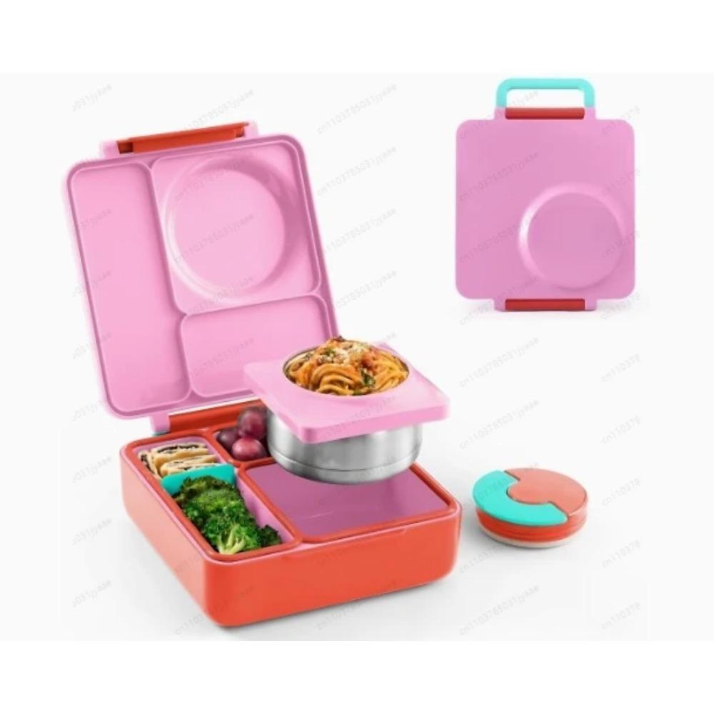 New  Stainless Steel Bowl Lunch Box Plastic Dinner Plate Compartment Bento Box Kids Office Lunch Breakfast Box