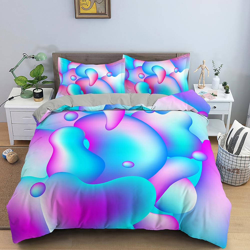 Modern Bedding Set Floral Pattern Duvet Cover Bedroom 3D Polyester Comforter Cover Cute Peach King Size For Girls Women Gift
