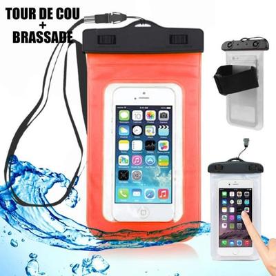 Waterproof Case - E.F.CONNECTION - Orange - Compatible All Phones - Soft Case - 10m Depth